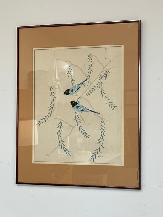 Bohemian Waxwings Artist Moran Framed Artwork
