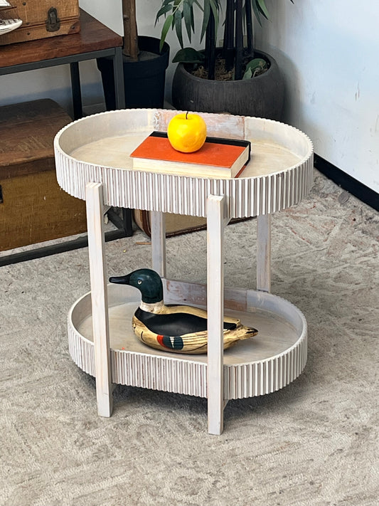 Modern Ribbed Oval Side Table