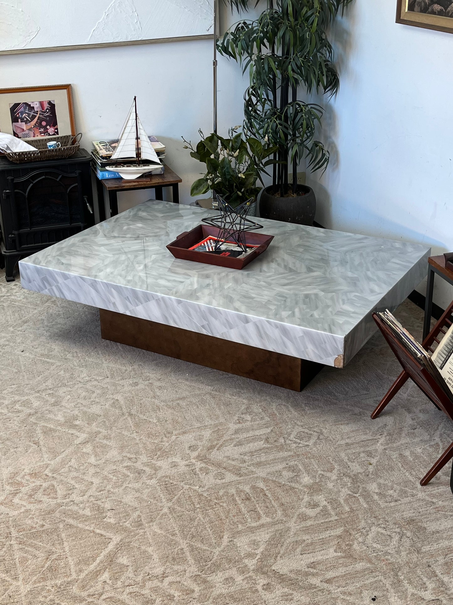 Modern Faux Horn Grey Coffee Table