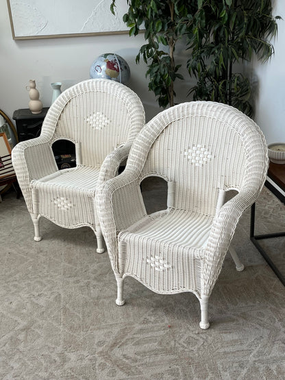 Hampton Bay White Woven Armchairs Set of 2