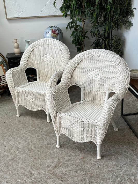 Hampton Bay White Woven Armchairs Set of 2