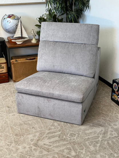 Armless Single Gray Linen Chair