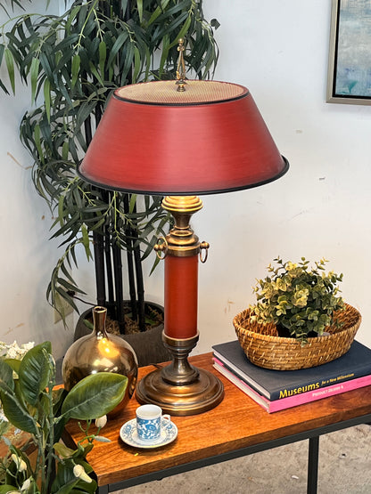 Vintage Red Brass Table Lamp