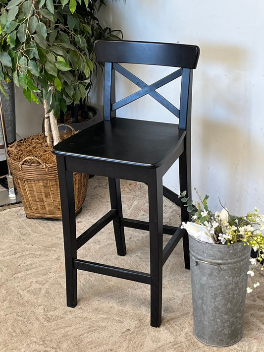 Black Wooden Barstool