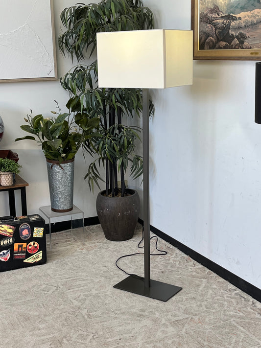 CB2 Modern White Linen Floor Lamp