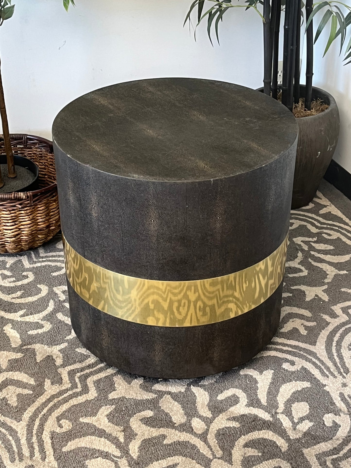 Mid Century Style Faux Leather Side Table