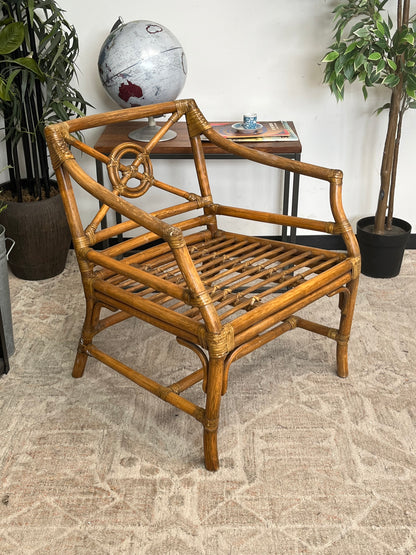 McGuire-Style Rattan Target Back Club Chair