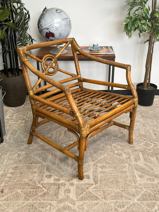 McGuire-Style Rattan Target Back Club Chair