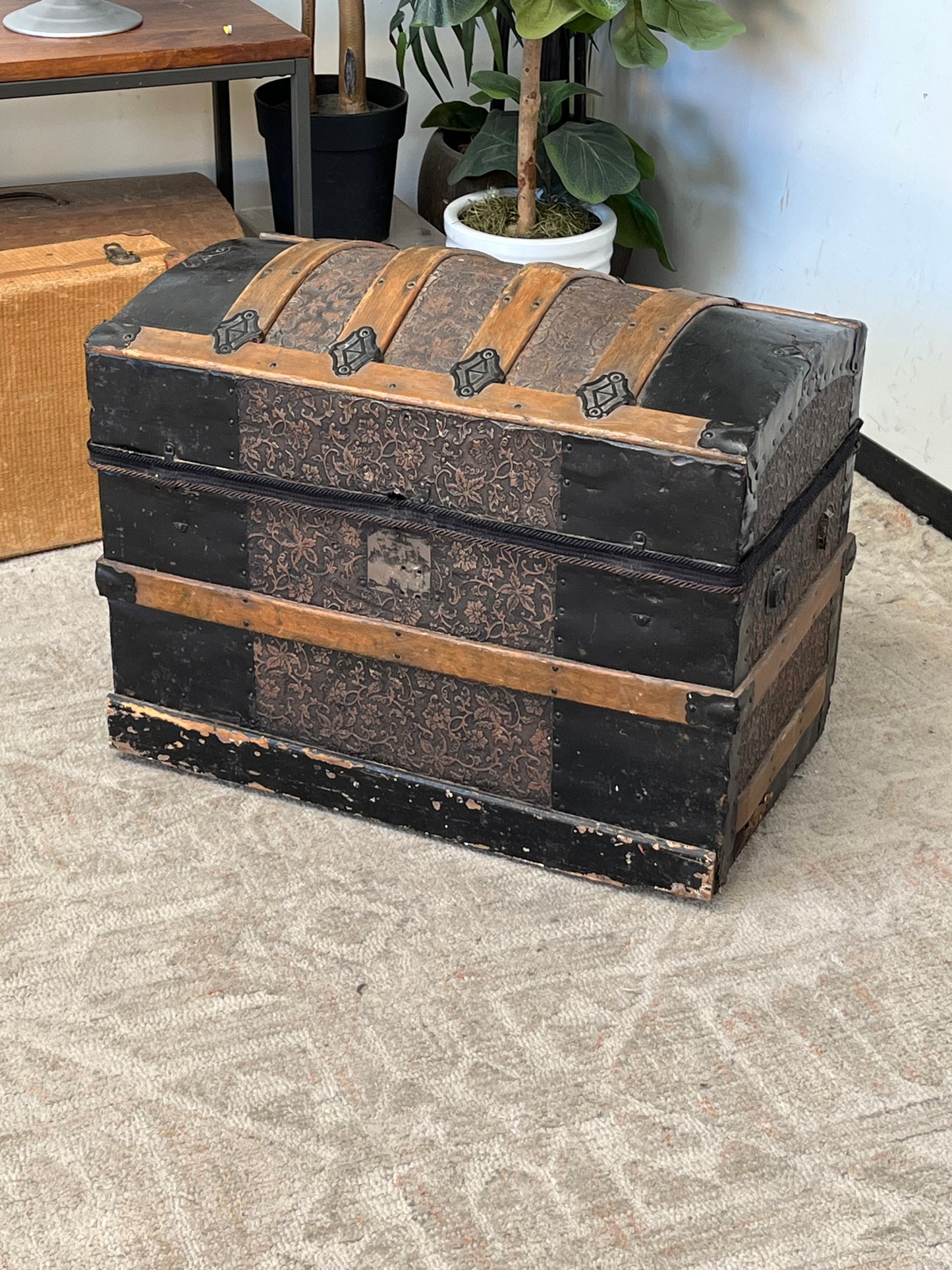Antique Style Wooden Black Chest