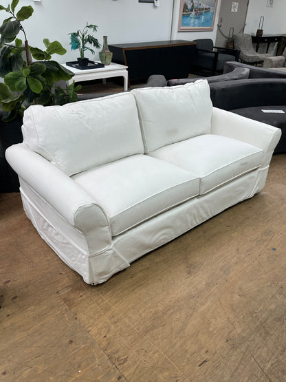 Modern White Down Traditional Loveseat