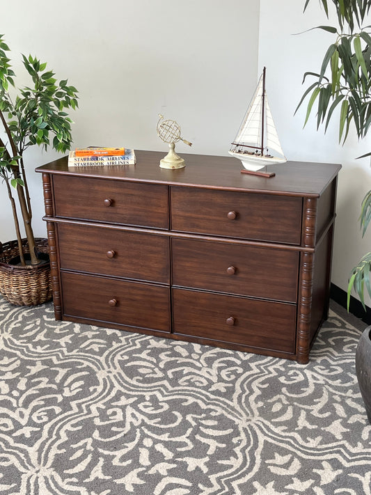 Brown Wooden 6 Drawer Dresser