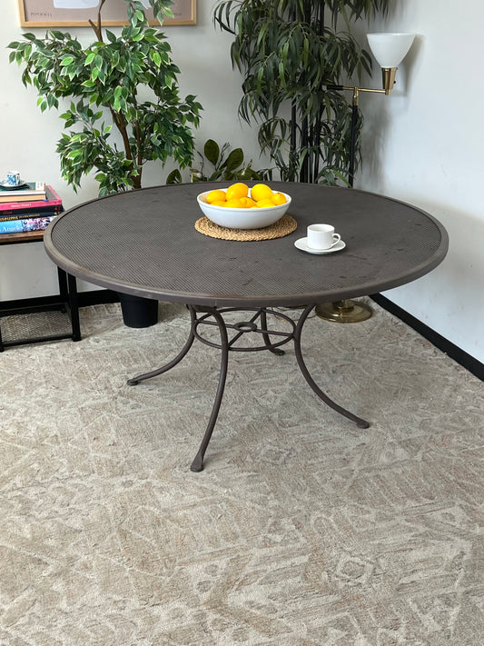 Outdoor 54" Brown Metal Round Dining Table