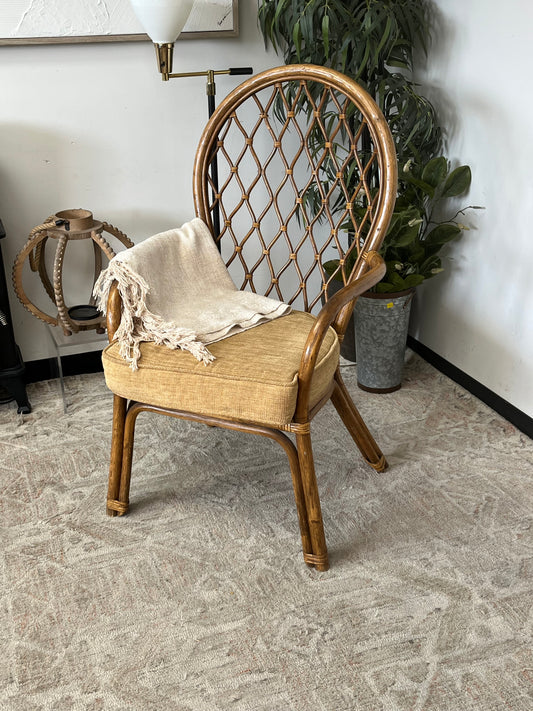 Bohemian Style Rattan Armchair With Cushion