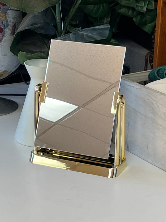 Small Mirror With Gold Stand