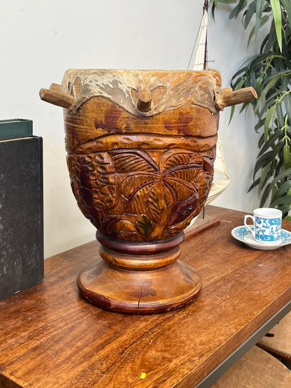 Vintage Hand-Carved St. Maarten Drum
