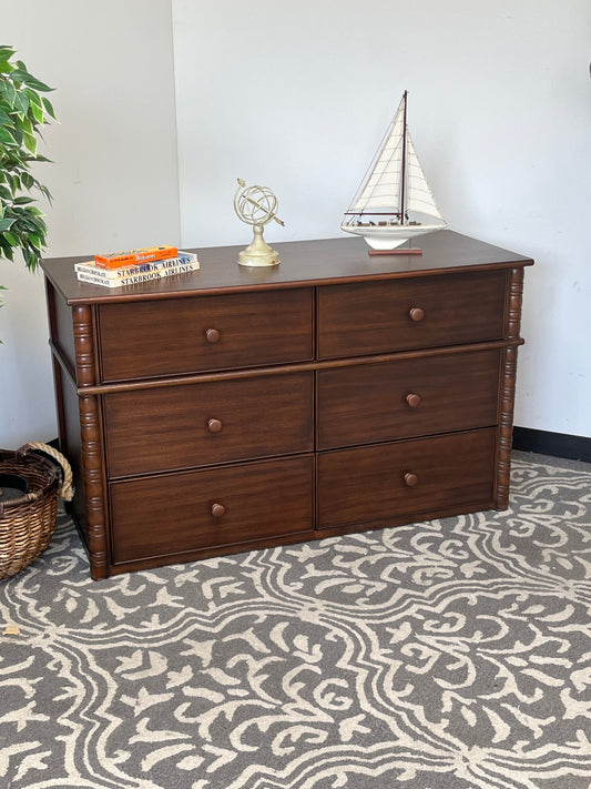 Brown Wooden 6 Drawer Dresser