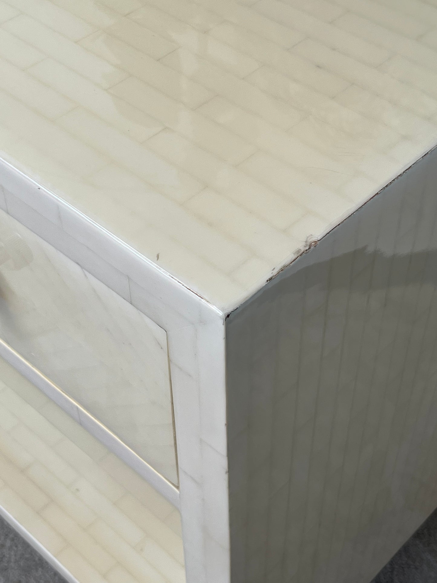Modern Beige Resin Nightstand
