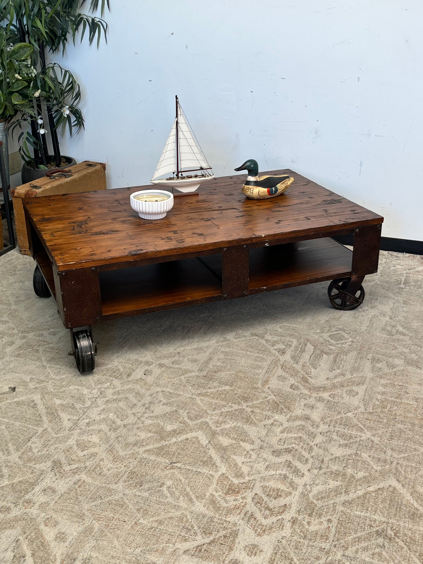 Rustic Style Rolling Coffee Table