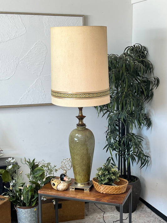 Vintage Green 31" Porcelain Vase Lamp