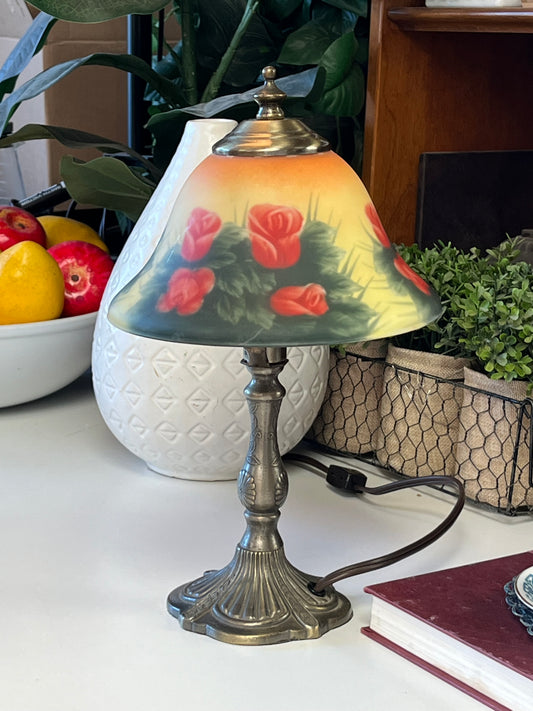 Tiffany Style Rose Bell Accent Lamp