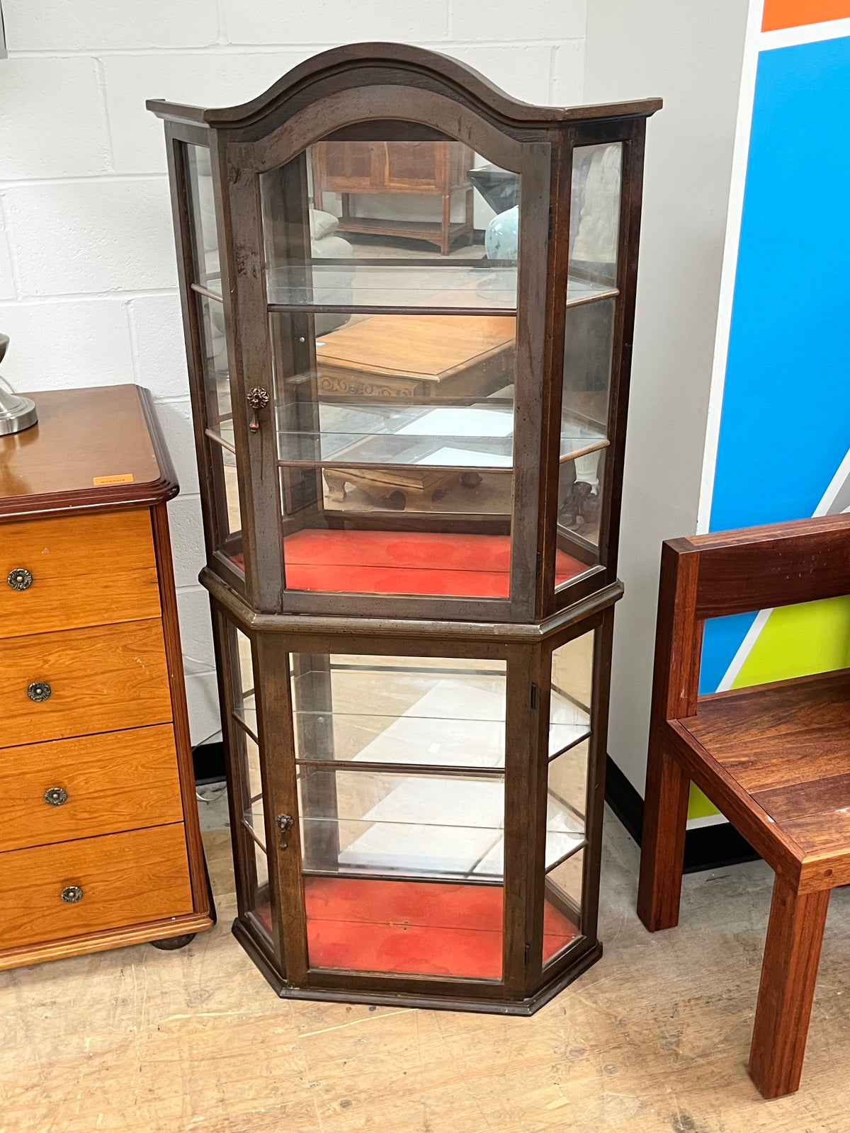Antique Style China Cabinet - Legs Removed