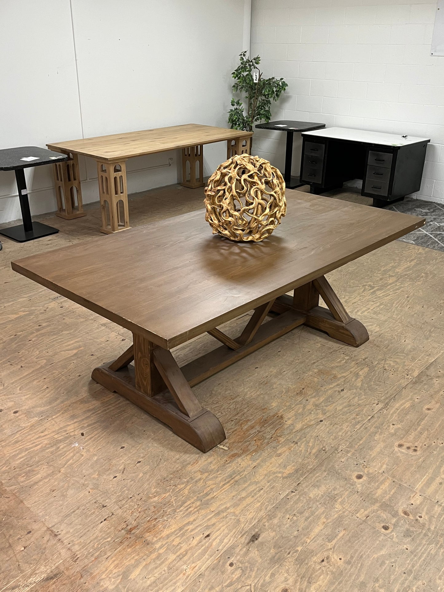 Farmhouse Style 84" Brown Dining Table