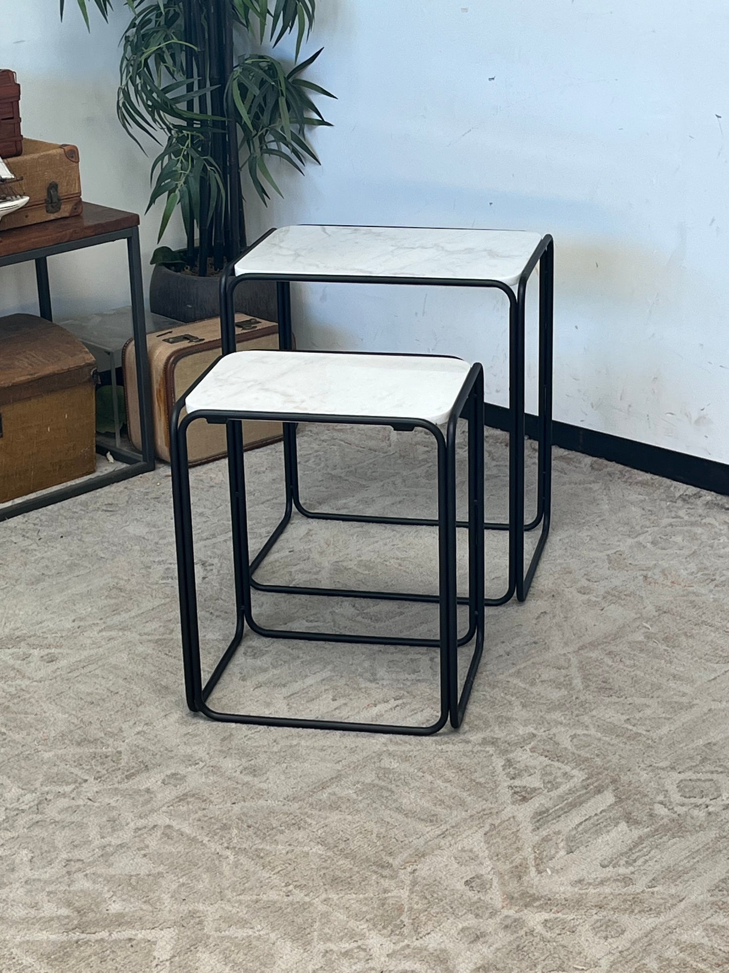 Rectangular Marble Nested Side Table Set of 2