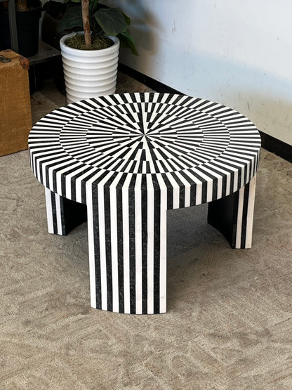 Round Striped Side Table