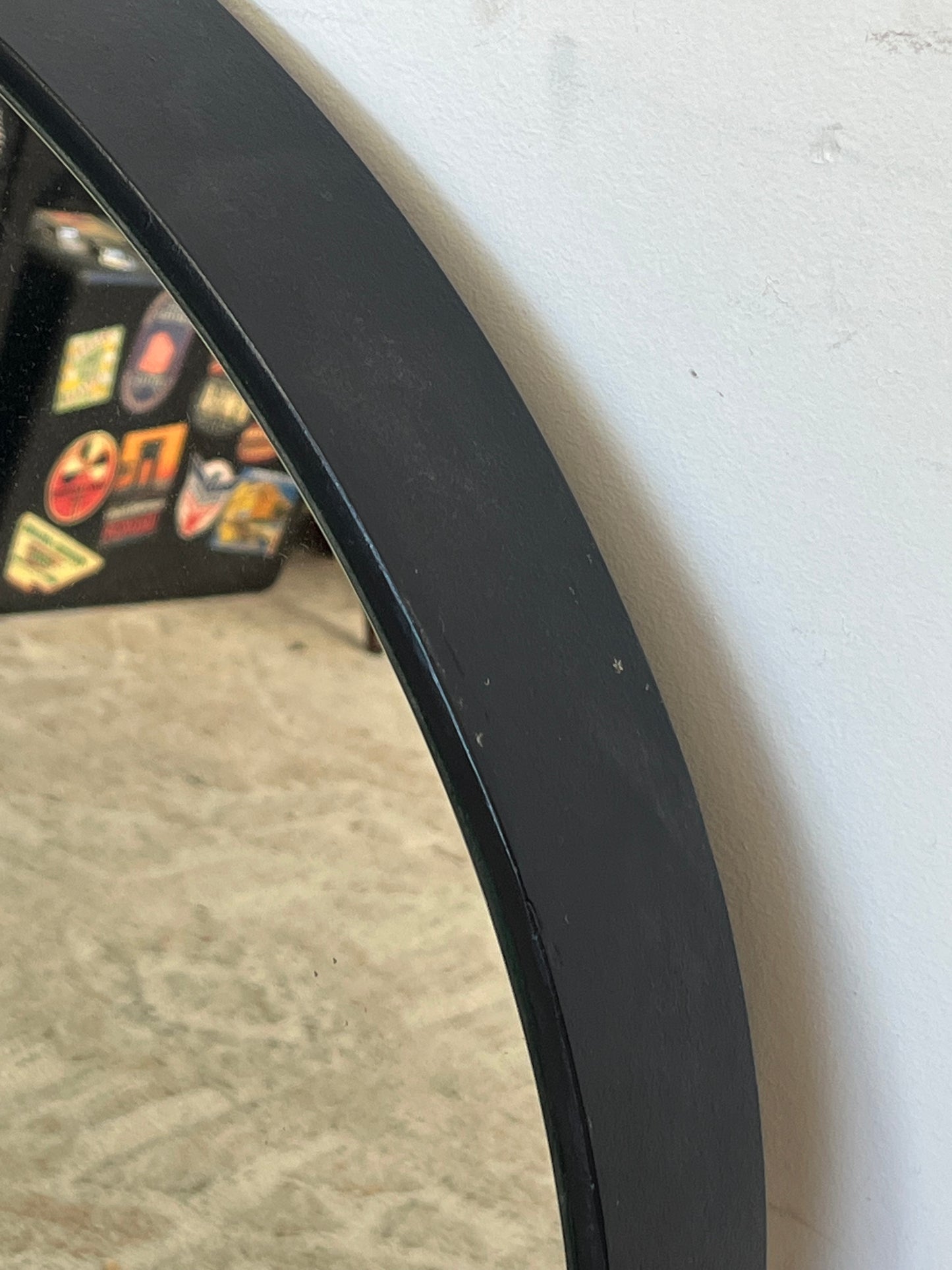 Modern Black 24" Rounded Metal Mirror