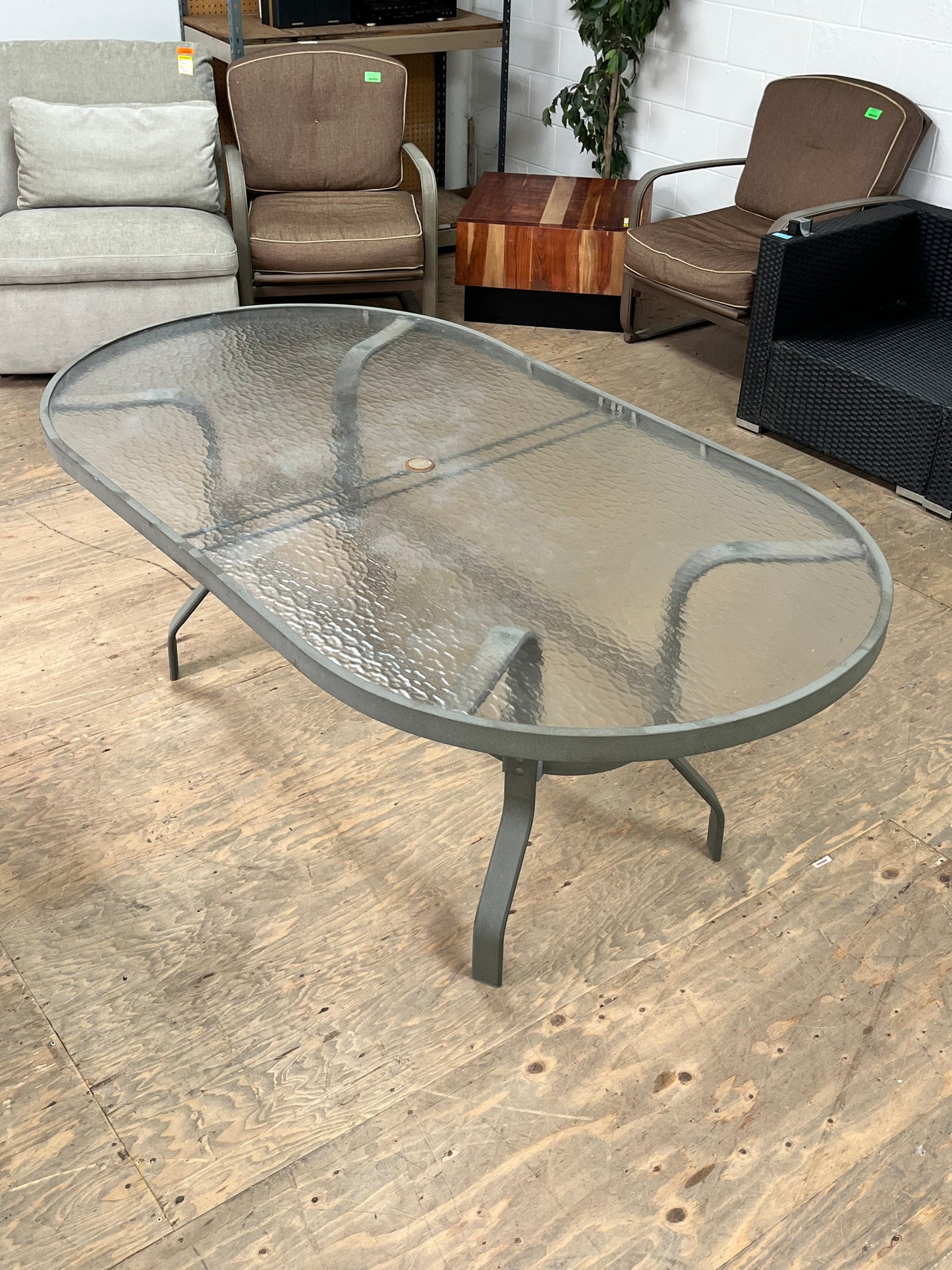 Outdoor Glass Oval Patio Table
