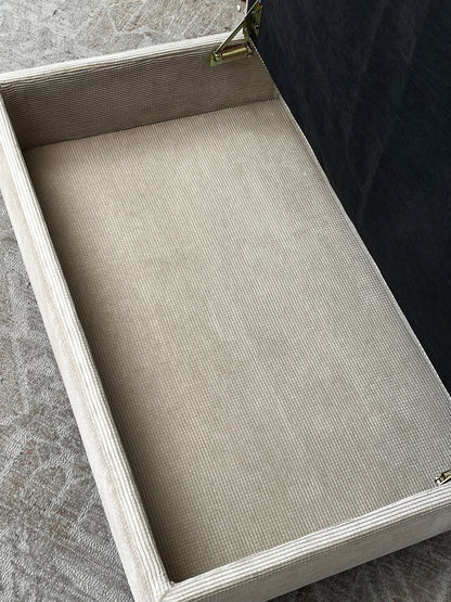 Crate & Barrel Linen Ottoman w/ Storage