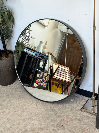 Modern Black 32" Rounded Metal Mirror