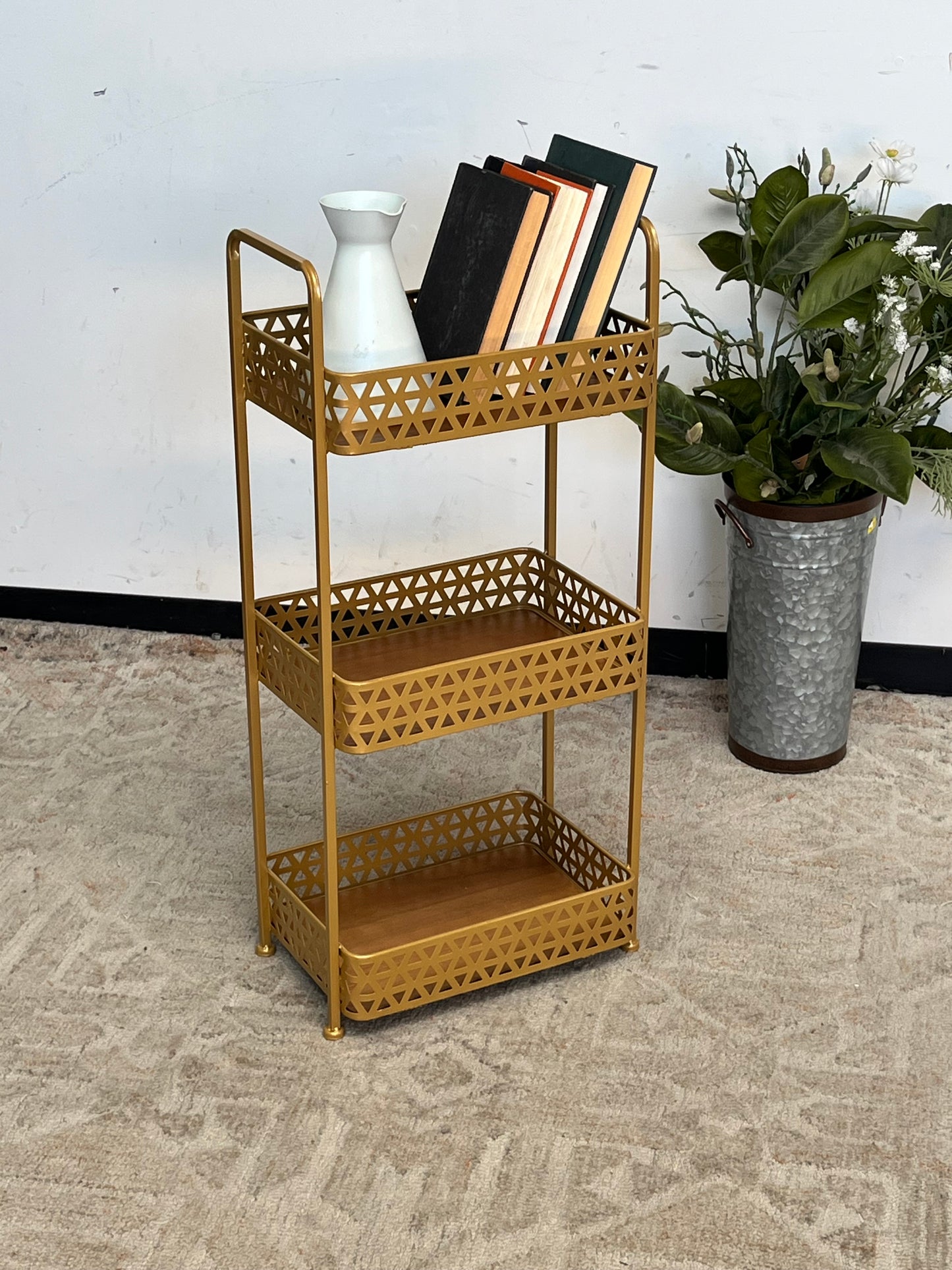 Modern Gold Tone 3-Tier Rack