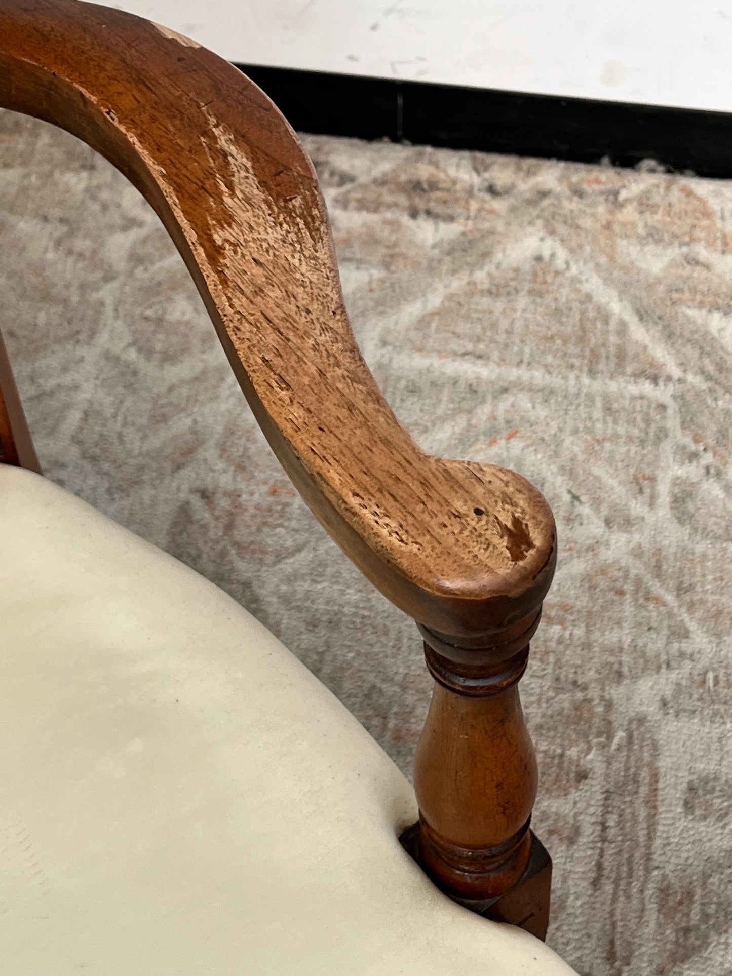 Vintage Nail-Head White Armchair