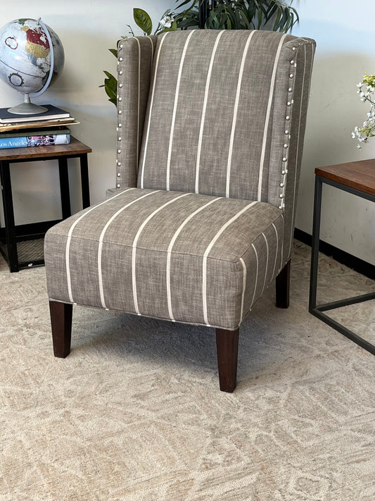 Studded Striped Accent Chair