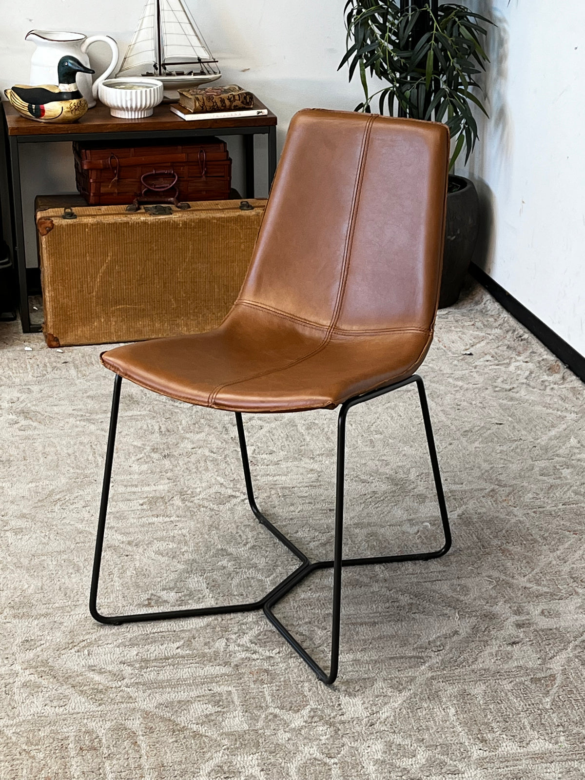 Mid Century Style Leather Dining Chair
