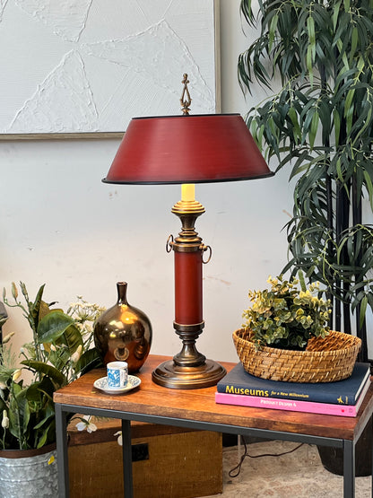 Vintage Red Brass Table Lamp