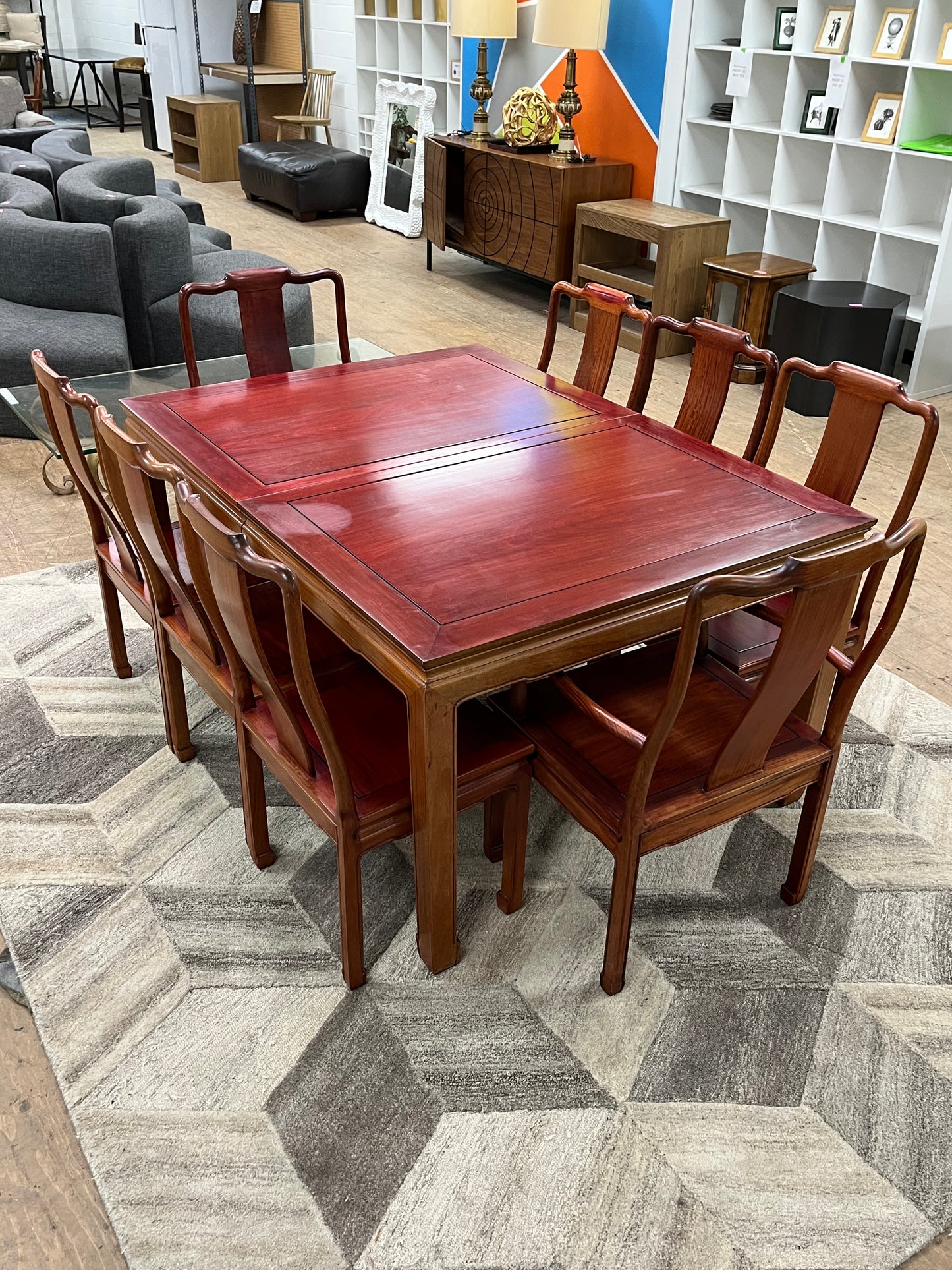 Mahogany Dining Set with 8 Chairs