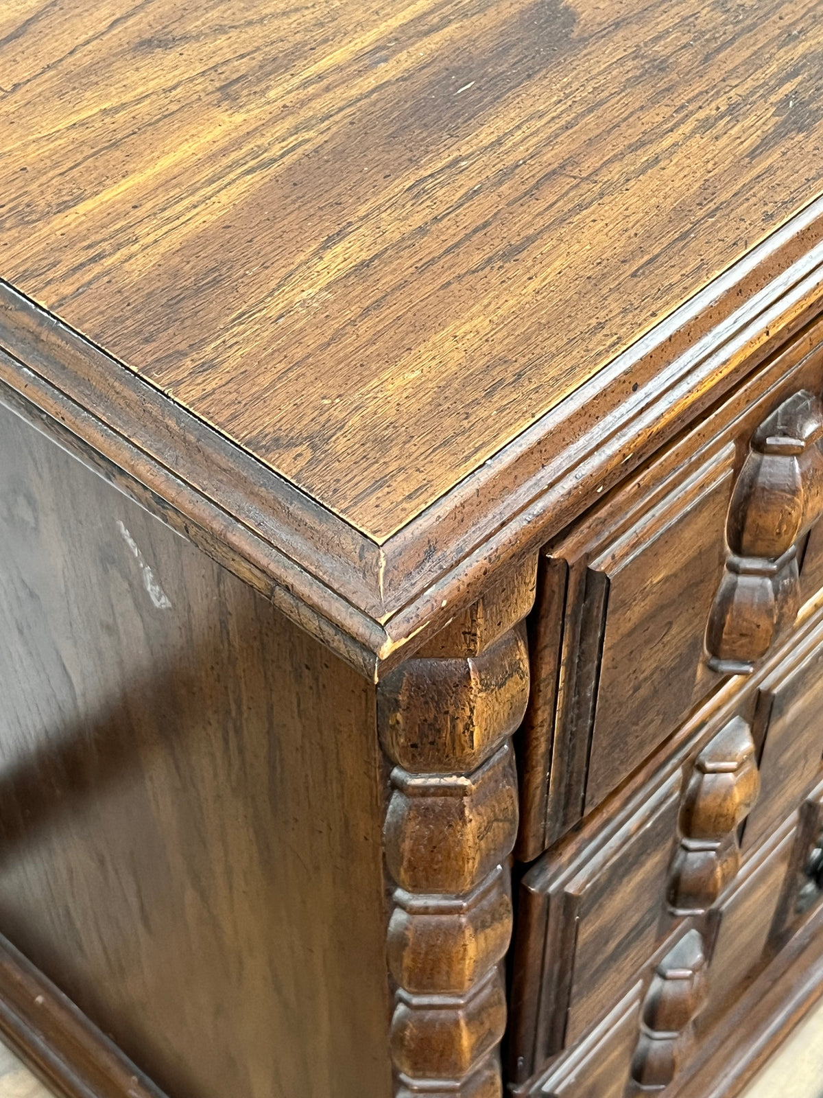 Vintage Wooden 9-Drawer Credenza