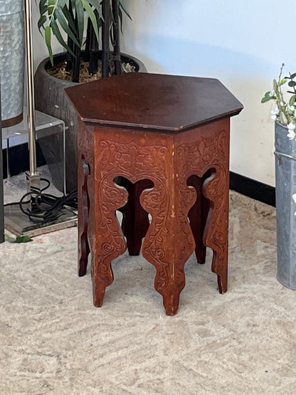 Vintage Wooden Hexagonal Stool