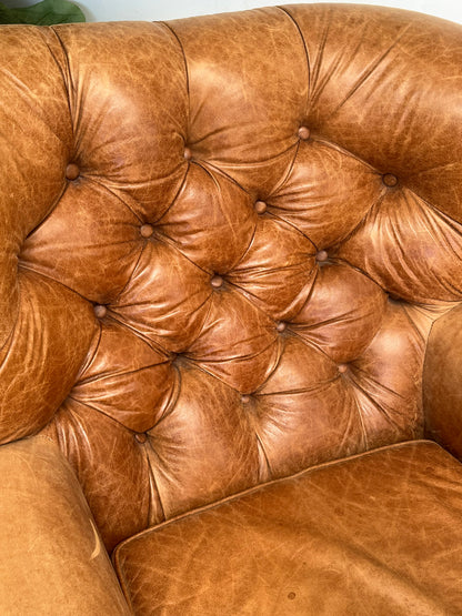 Vintage Style Faux Leather Club Chair