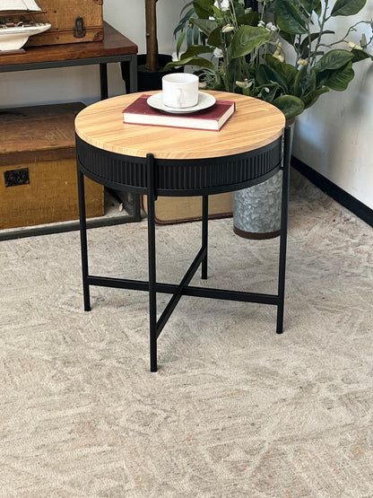 Round Side Table With Metal Frame