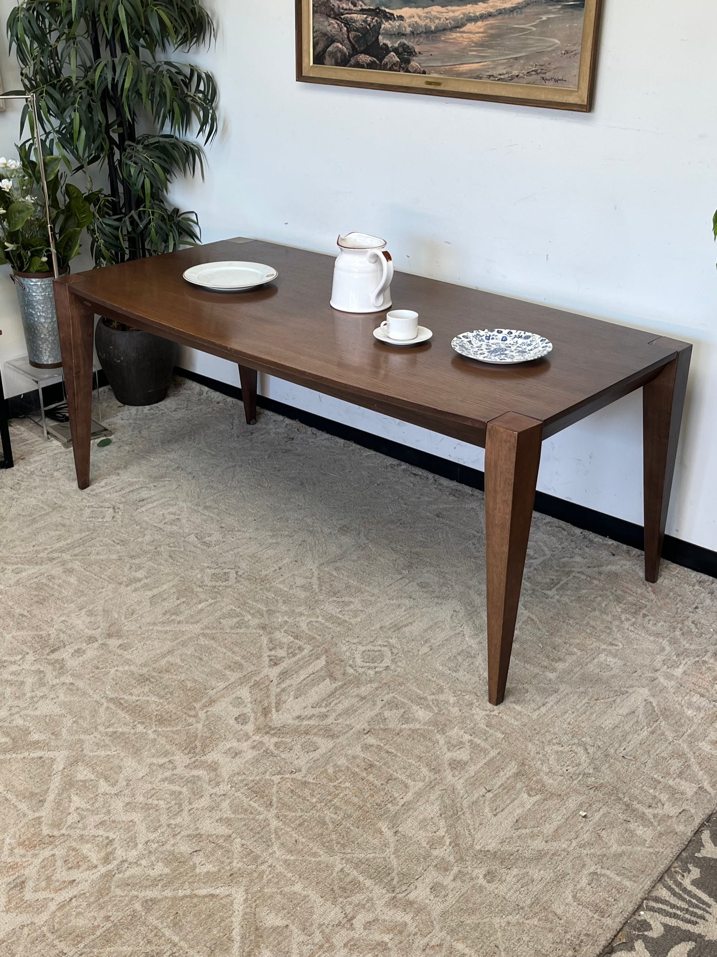 Mid Century Style Brown Dining Table