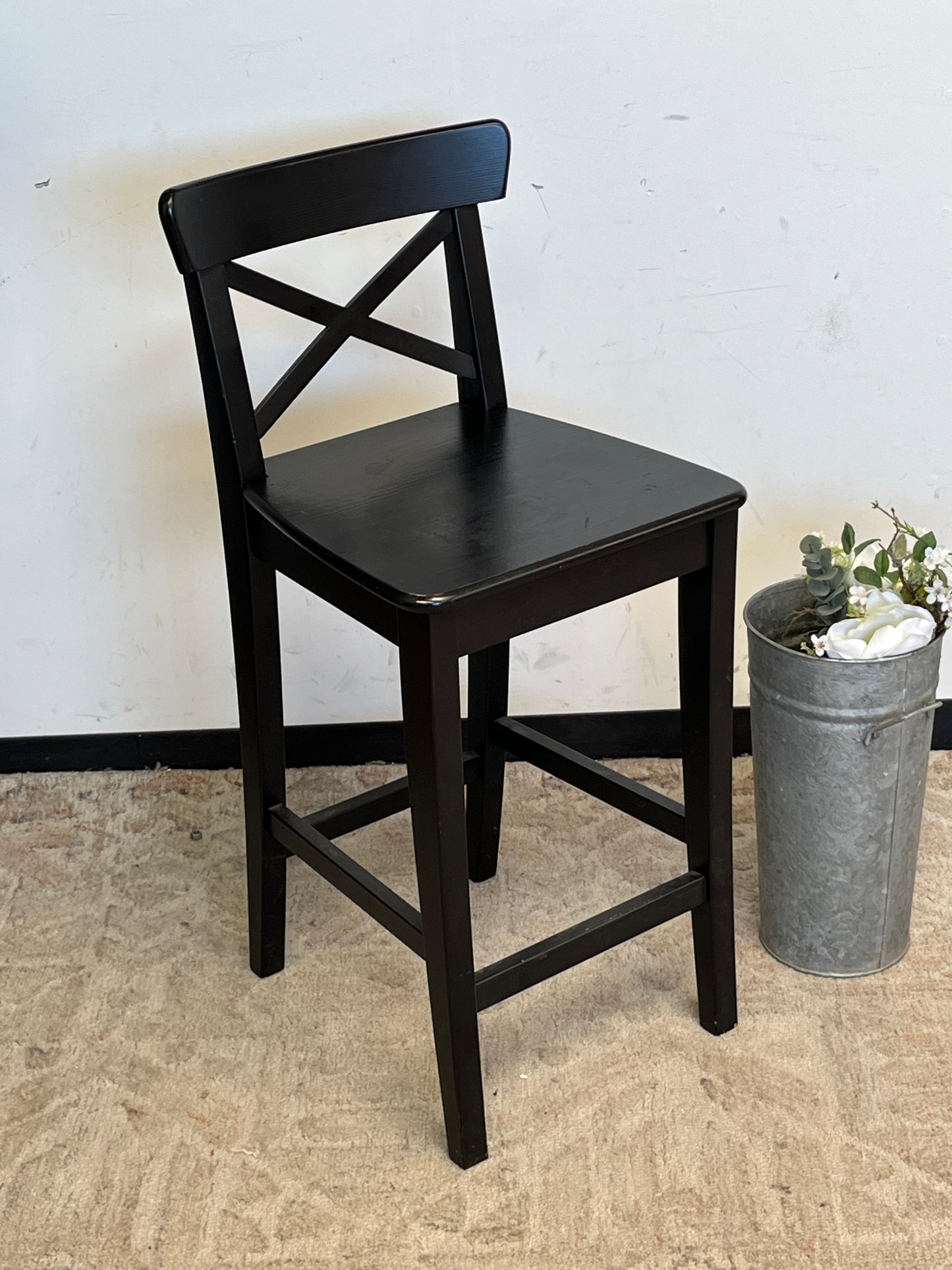 Black Wooden Barstool