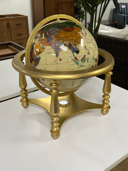 Table Top World Globe with Gemstones