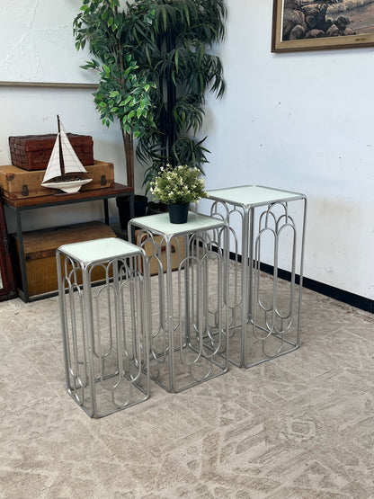 Modern Set Of 3 Metal Side Tables