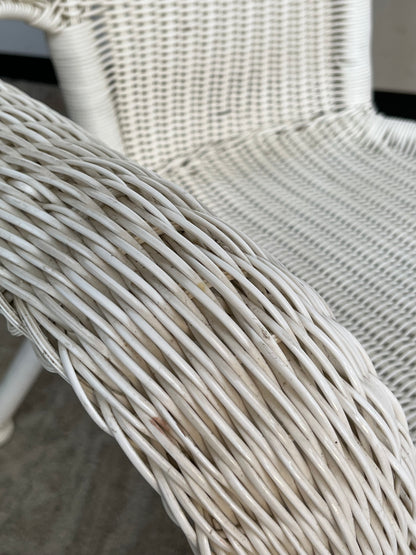 Hampton Bay White Woven Armchairs Set of 2