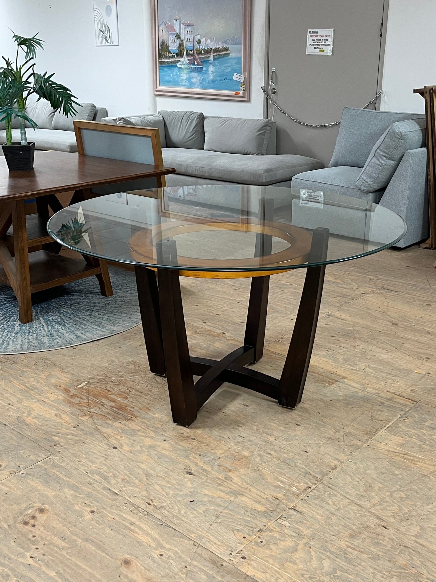 Modern Glass Top Round Dining Table