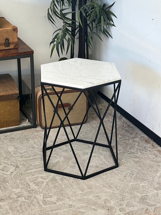 Hexagonal Marble Side Table Set of 2