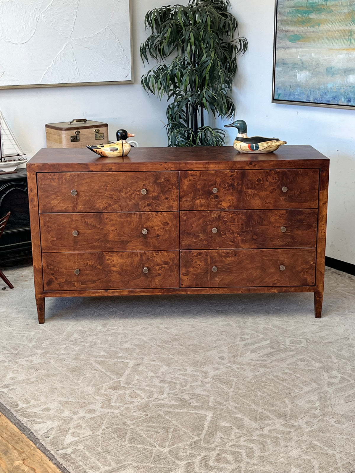 Modern Dark Wood 6 Drawer Dresser